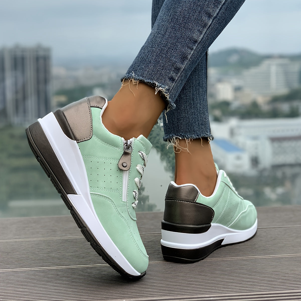 š„Letzter Tag Promotion 60% RABATT - Bequeme orthopƤdische Damen-Sneaker mit seitlichem ReiĆverschluss und dicker Sohle