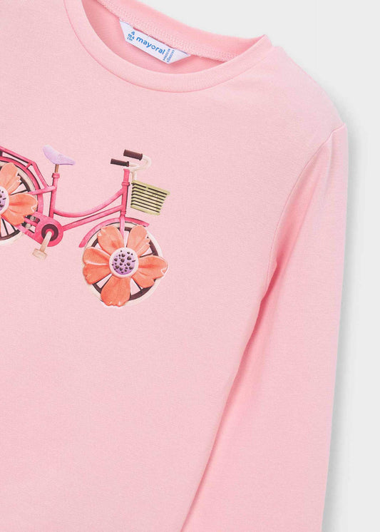 Langarm-T-Shirt für Mädchen mit Fahrrad-Motiv