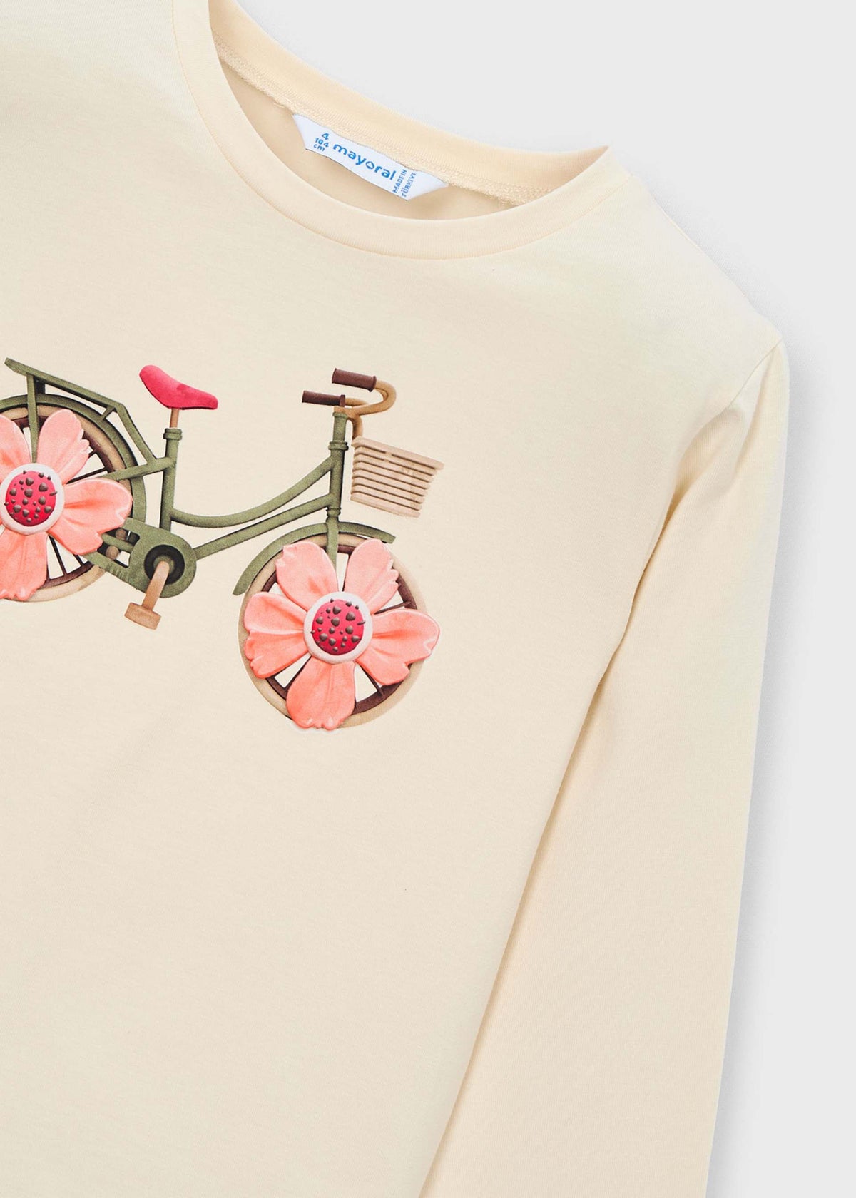 Langarm-T-Shirt für Mädchen mit Fahrrad-Motiv