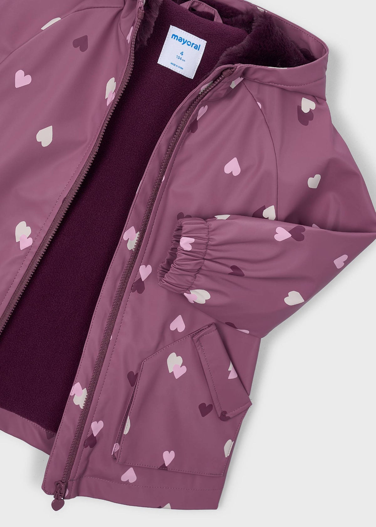 Regenjacke mit Kapuze und Fellbesatz für Mädchen