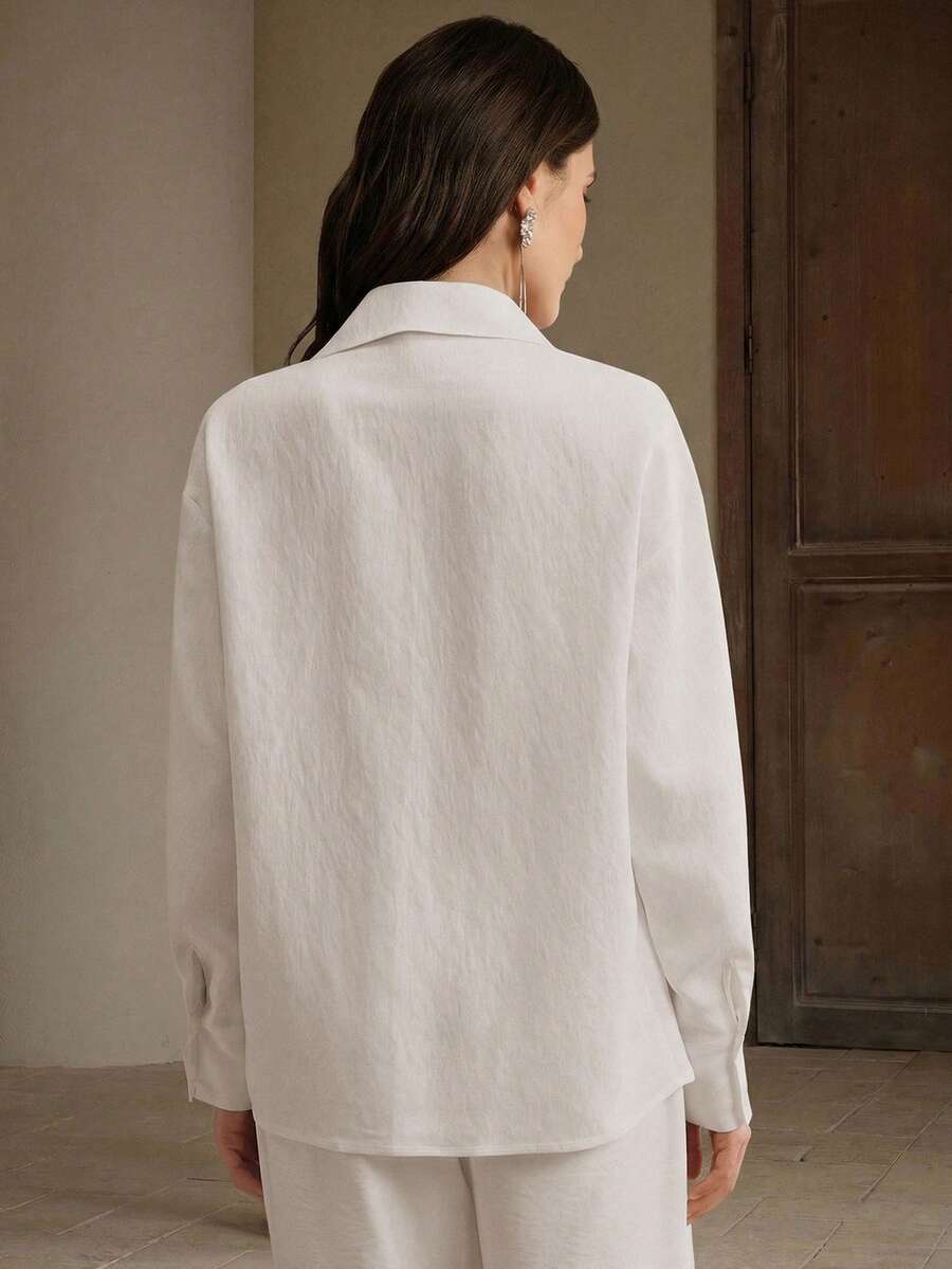 Elegante, bestickte Langarm-Bluse für Damen