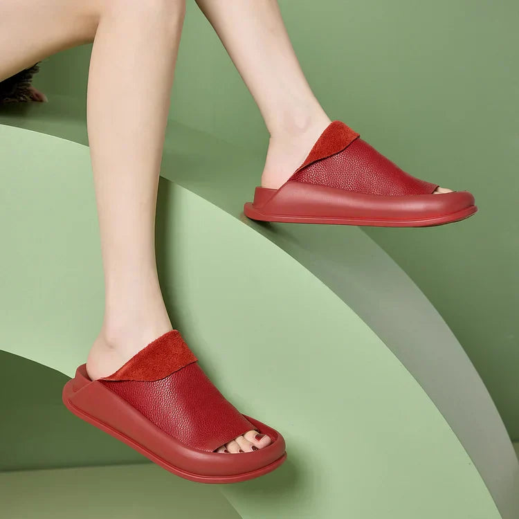 LetcloTM Damen Plateau-Slipper aus italienischem Leder