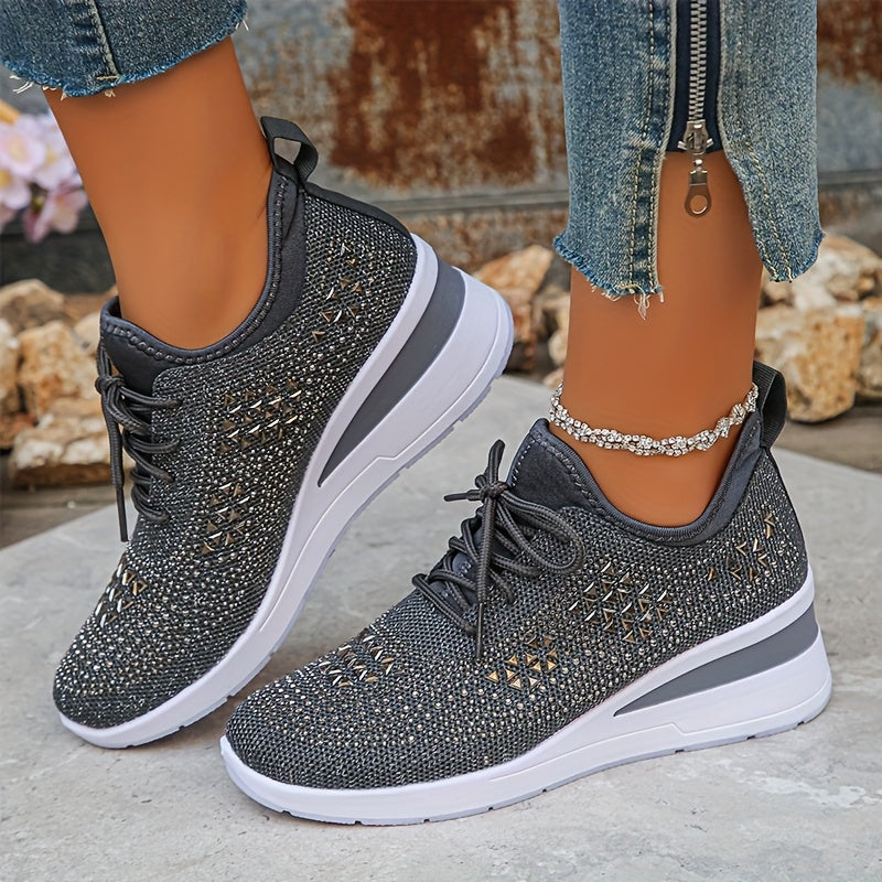 🔥Letzter Tag Aktion 70% RABATT - Legere, atmungsaktive, orthopädische Sneaker für Damen mit Strass-Verzierung
