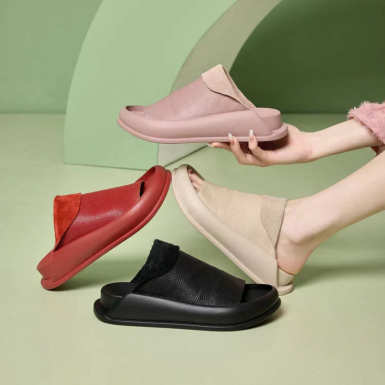 LetcloTM Damen Plateau-Slipper aus italienischem Leder