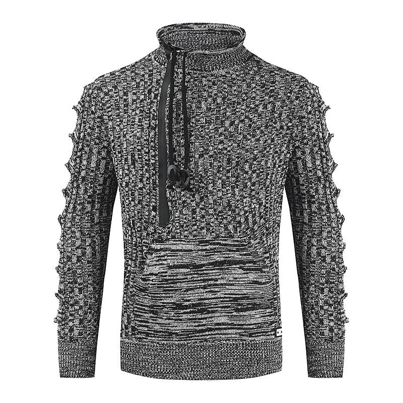 Men's Melange Half Zip Kangaroo Pocket Sweater