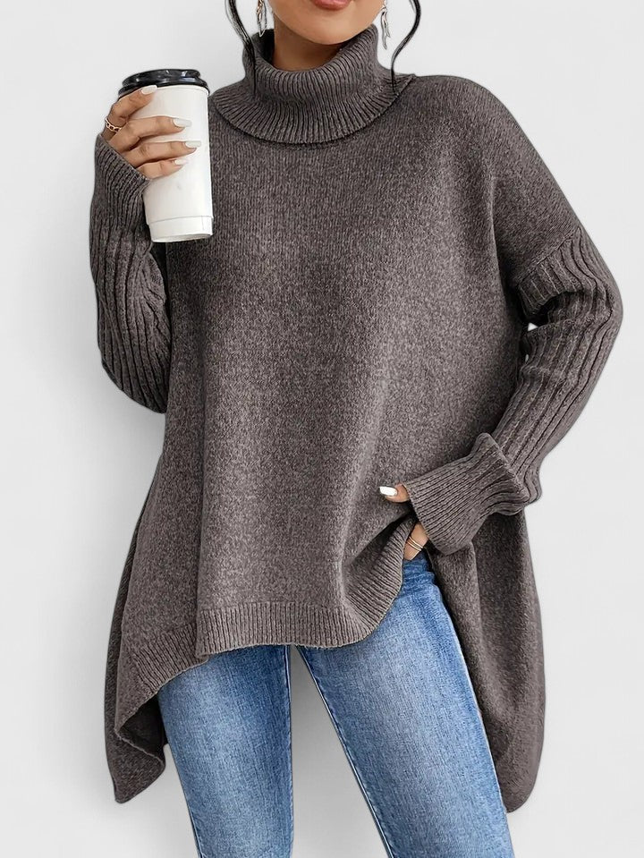 Lässiger Grobstrickpullover mit Rollkragen und überschnittenen Schultern