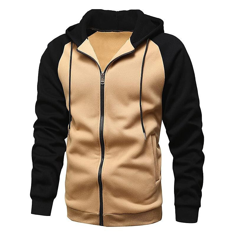 Herren Sweatjacke mit Reißverschluss, Kapuze und Kontrastfarben