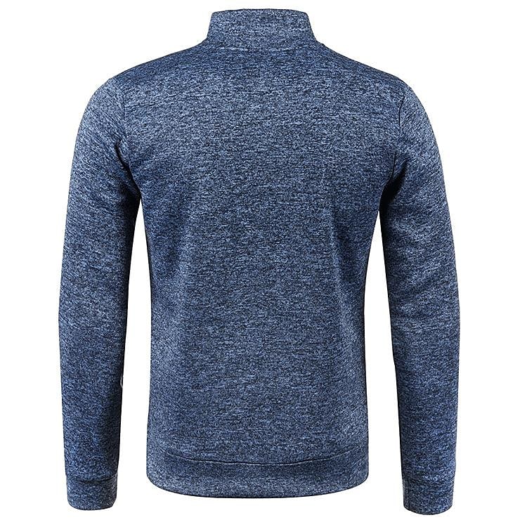 Herren Stehkragen Half Zip Langarm Dünner Fleece Pullover