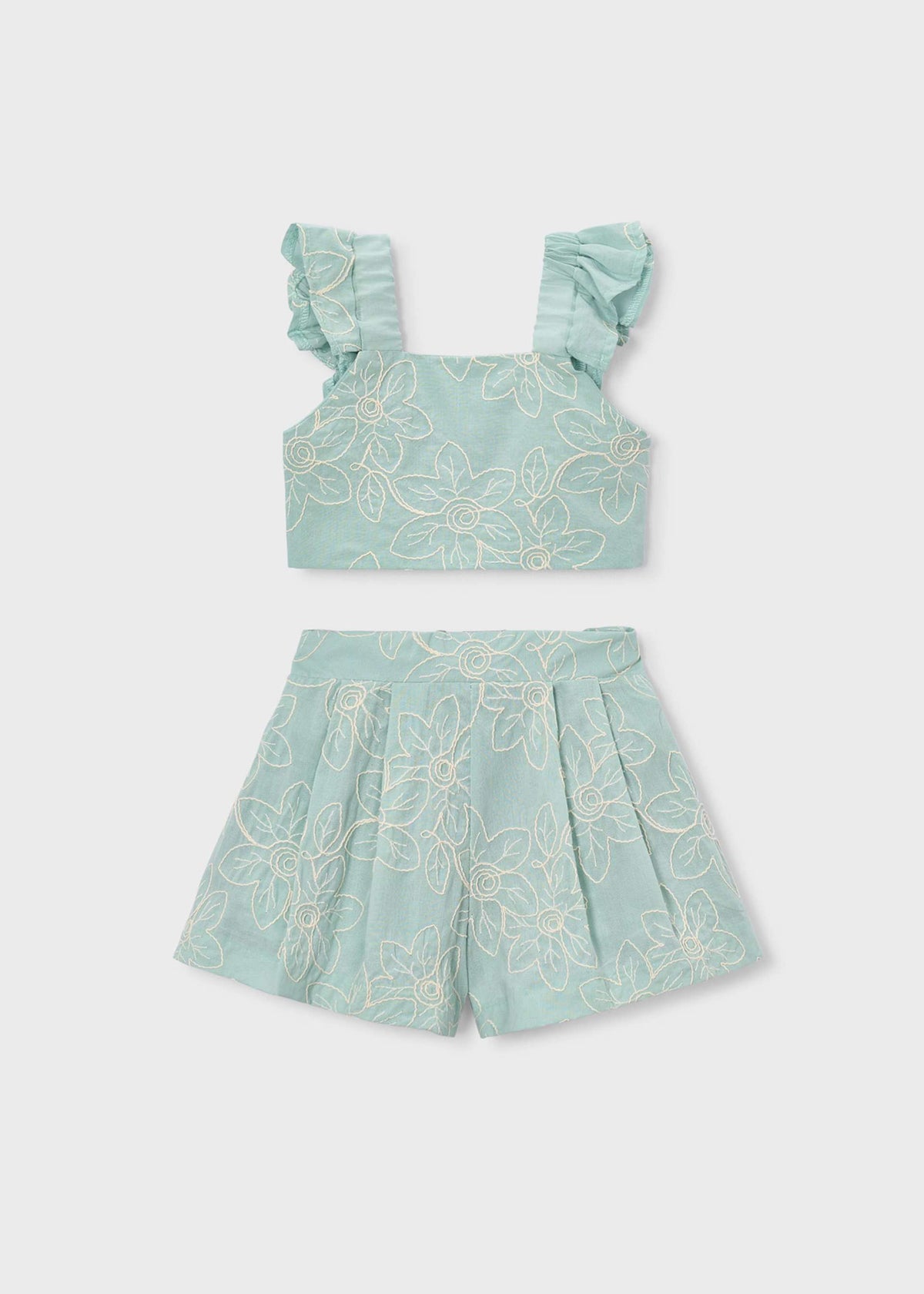 Ceremony set with Bermuda Shorts girl with ruffles