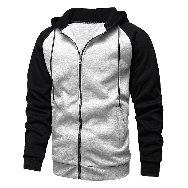 Herren Sweatjacke mit Reißverschluss, Kapuze und Kontrastfarben