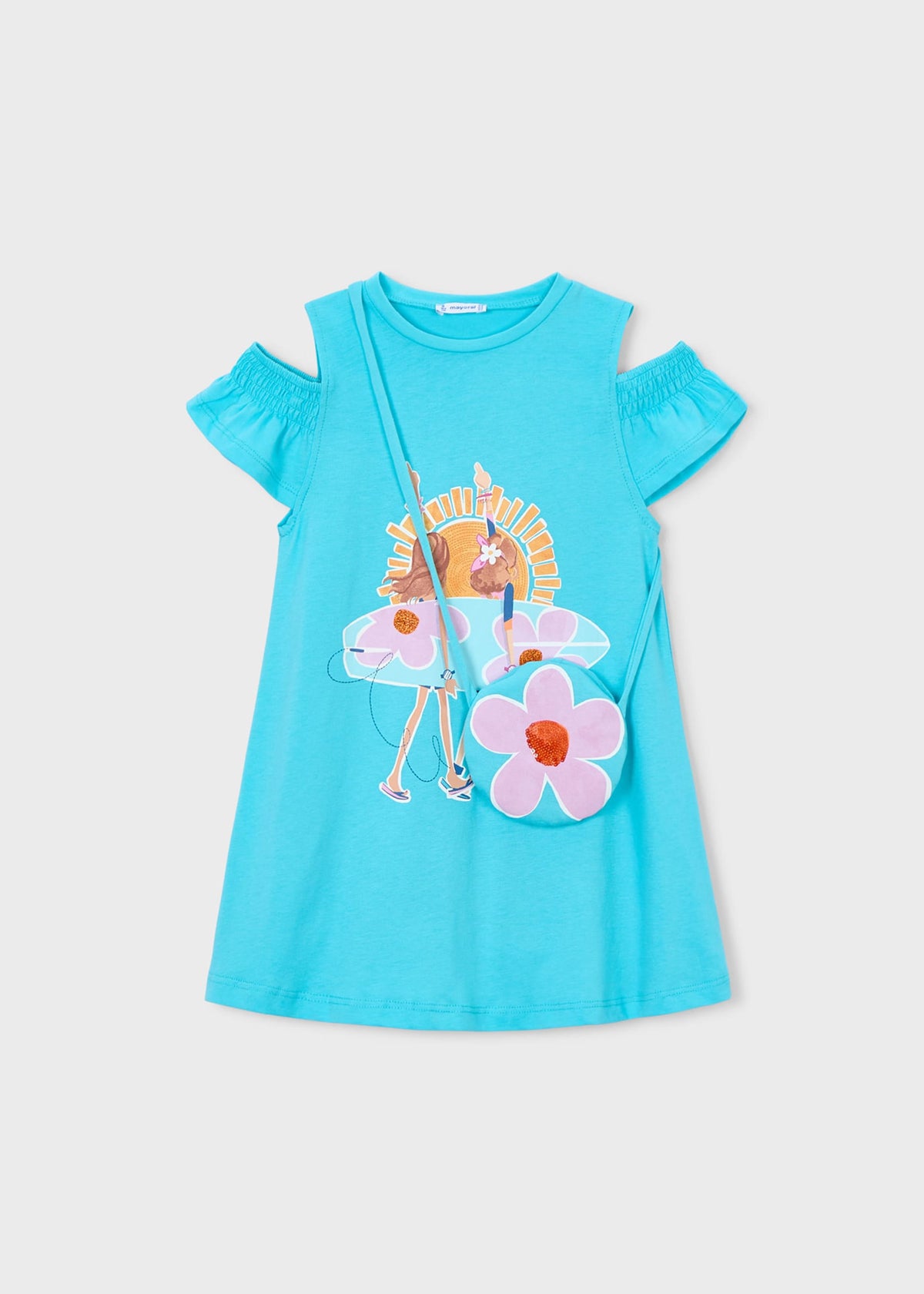 Kleid mit Schlitzen und Handtasche für Mädchen