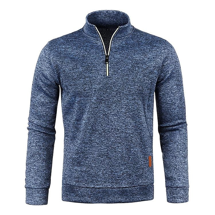 Herren Stehkragen Half Zip Langarm Dünner Fleece Pullover