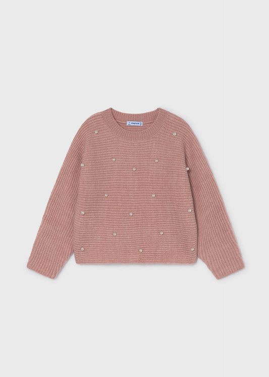 Girl knit pearls jumper