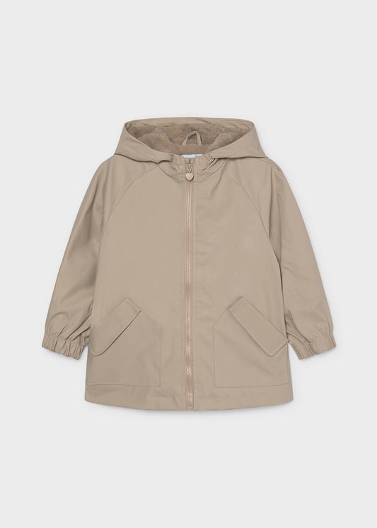 Regenjacke mit Kapuze und Fellbesatz für Mädchen