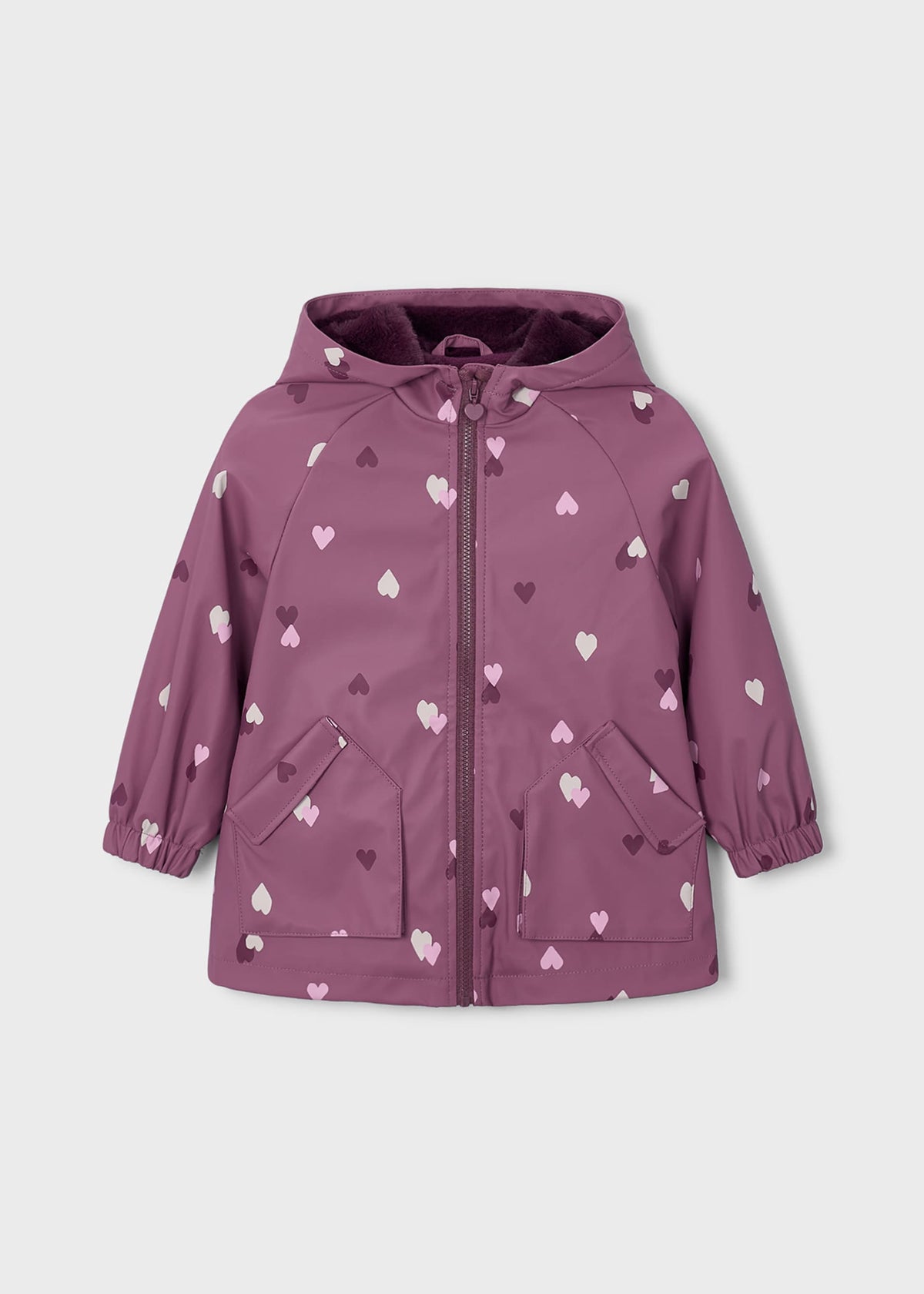 Regenjacke mit Kapuze und Fellbesatz für Mädchen