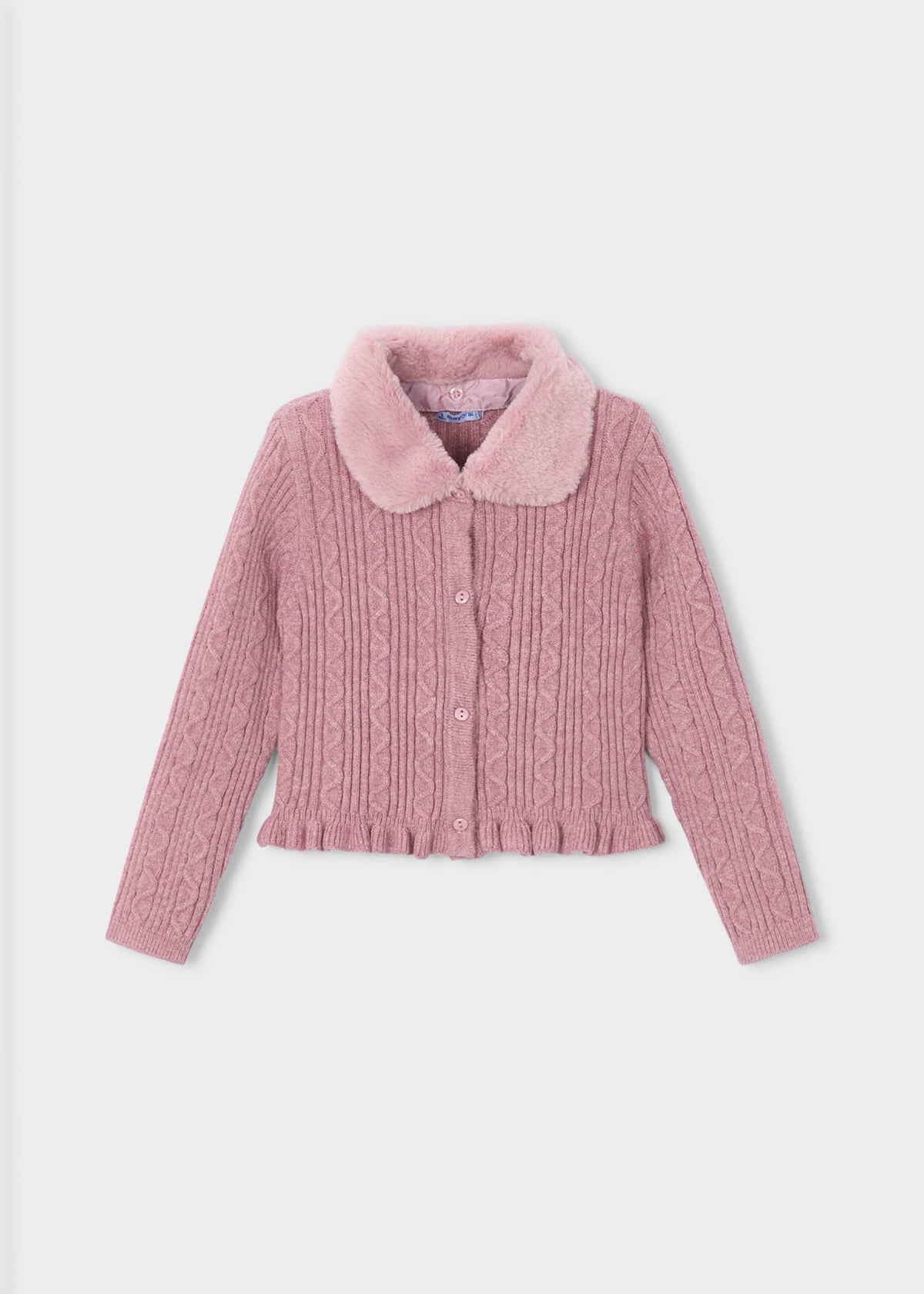 Strickjacke für Mädchen mit Pelzkragen