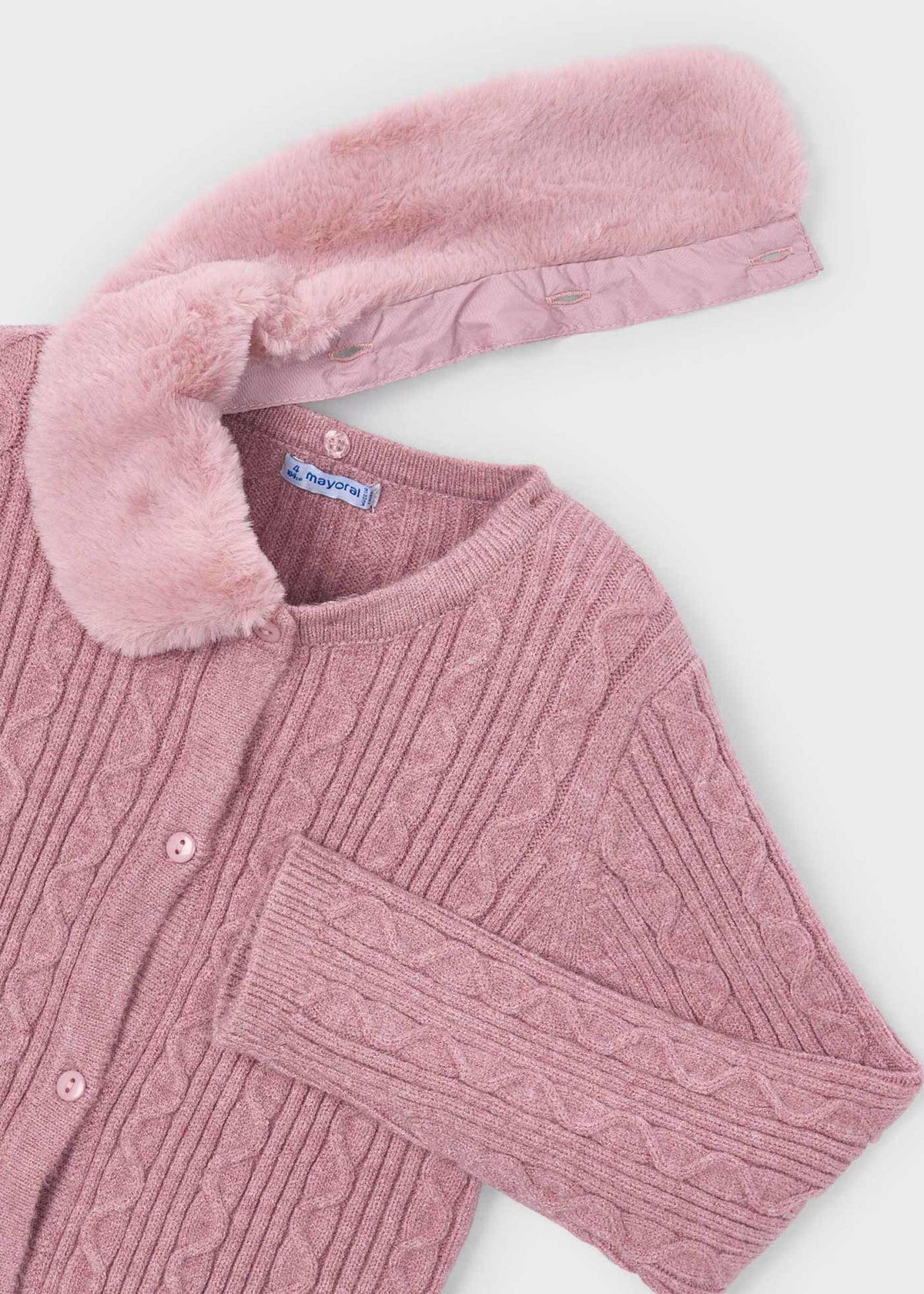 Strickjacke für Mädchen mit Pelzkragen