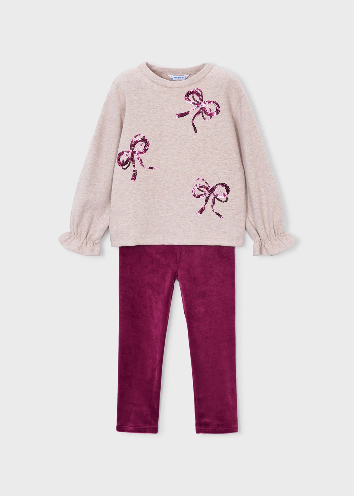 Girls' leggings and hoodie set with bows