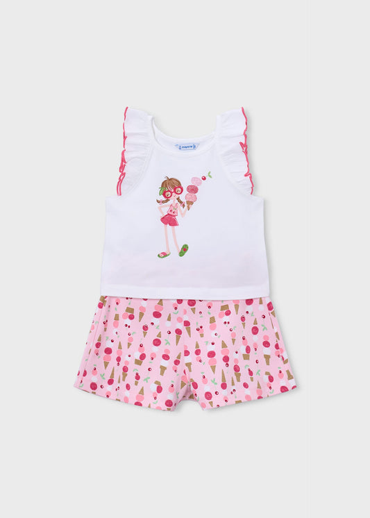Girls' printed shorts set