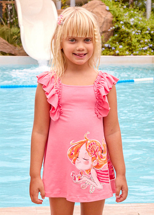 Girl's ruffled knit dress