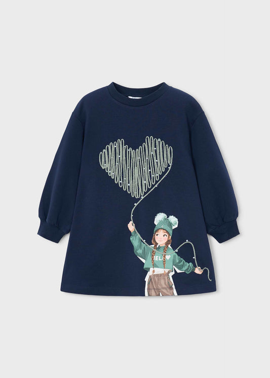 Girls' screen-printed sweatshirt dress