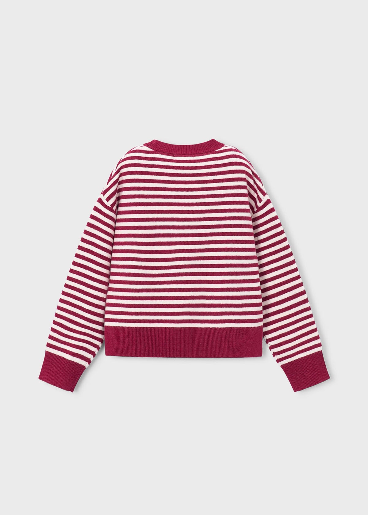 Gestreifter Mädchenpullover mit Schal