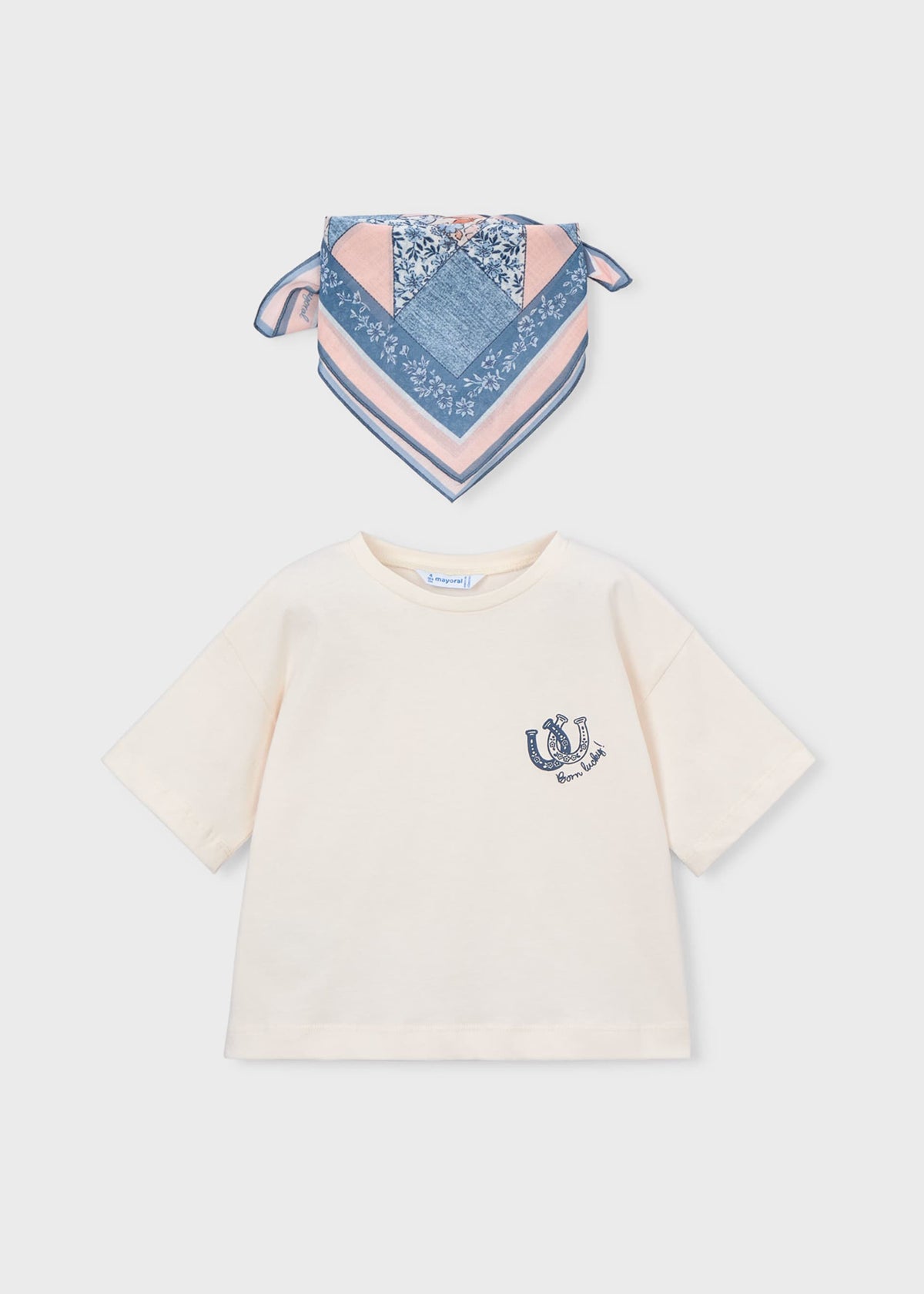 Girl's T-shirt with printed scarf