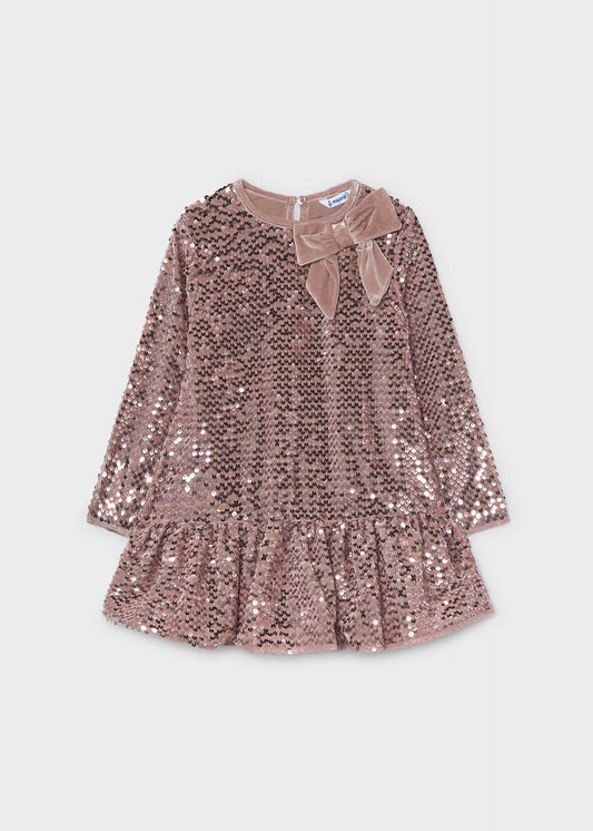 Girl Velvet sequined bow dress
