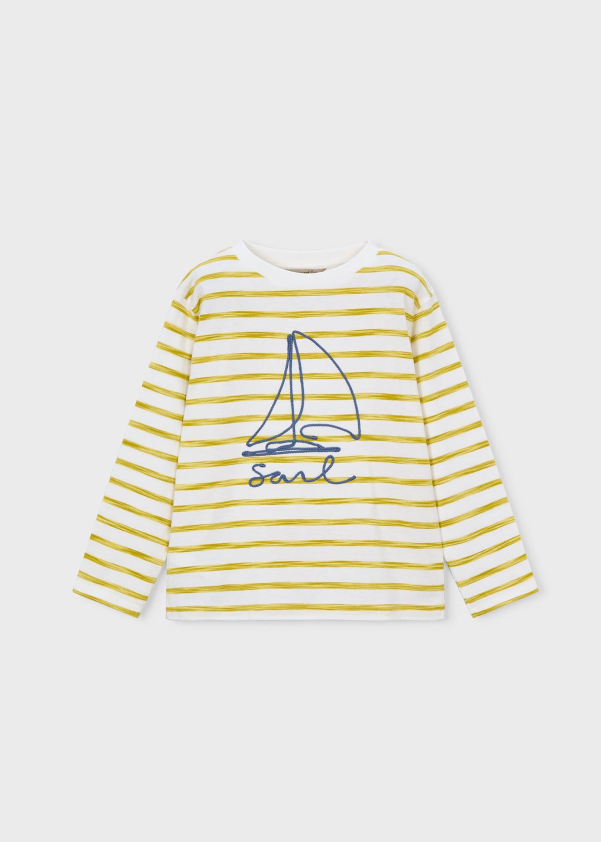 Langärmeliges gestreiftes Boot-Ausschnitt-T-Shirt für Jungen