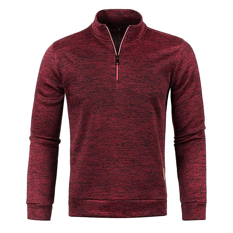Herren Stehkragen Half Zip Langarm Dünner Fleece Pullover