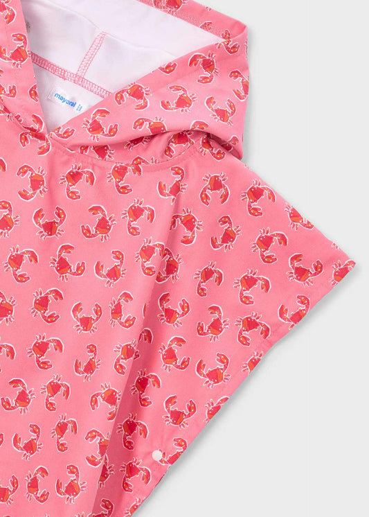Printed beach towel with hood for girls