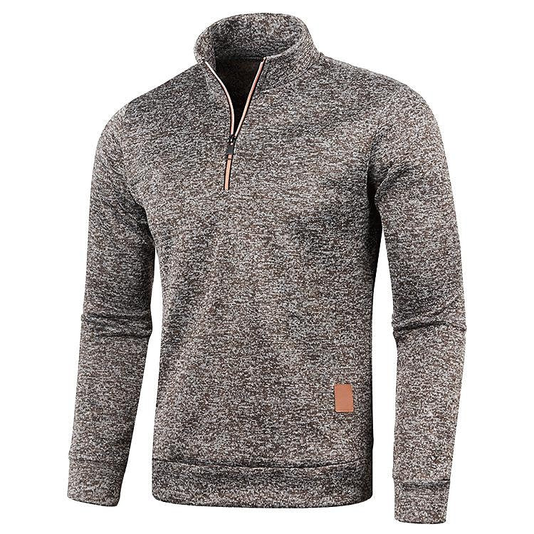 Herren Stehkragen Half Zip Langarm Dünner Fleece Pullover